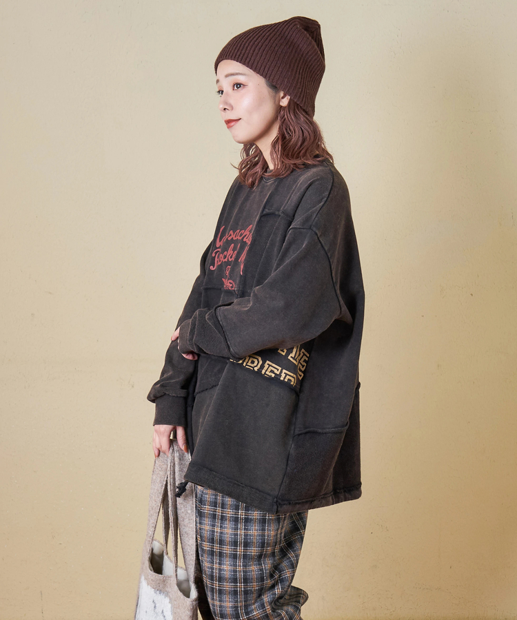 CUBE SUGAR(キューブシュガー) |【秋冬新作】パウダー加工 裏使い切替 ビッグ プルオーバー スウェット