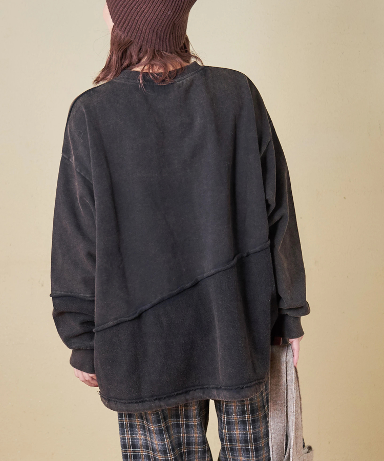 CUBE SUGAR(キューブシュガー) |【秋冬新作】パウダー加工 裏使い切替 ビッグ プルオーバー スウェット