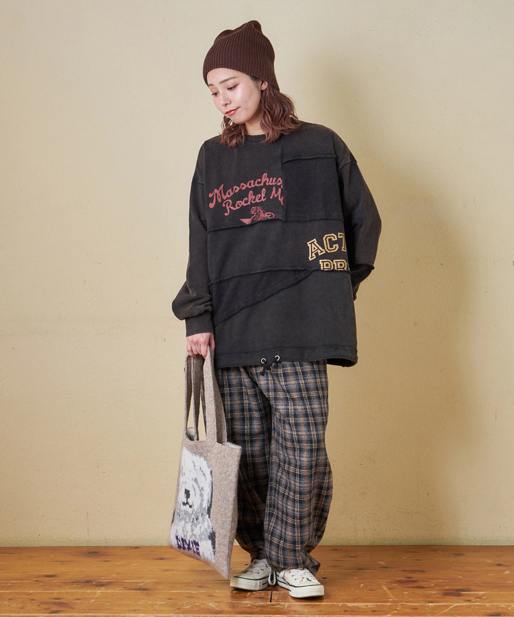 CUBE SUGAR(キューブシュガー) |【秋冬新作】パウダー加工 裏使い切替 ビッグ プルオーバー スウェット