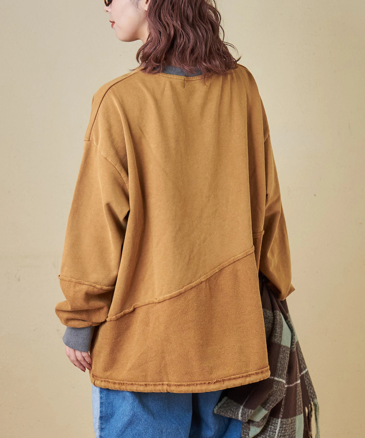 CUBE SUGAR(キューブシュガー) |【秋冬新作】パウダー加工 裏使い切替 ビッグ プルオーバー スウェット