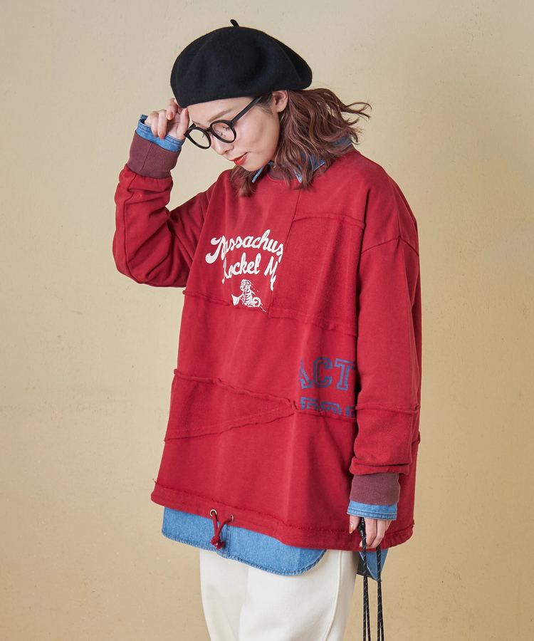 CUBE SUGAR(キューブシュガー) |【秋冬新作】パウダー加工 裏使い切替 ビッグ プルオーバー スウェット