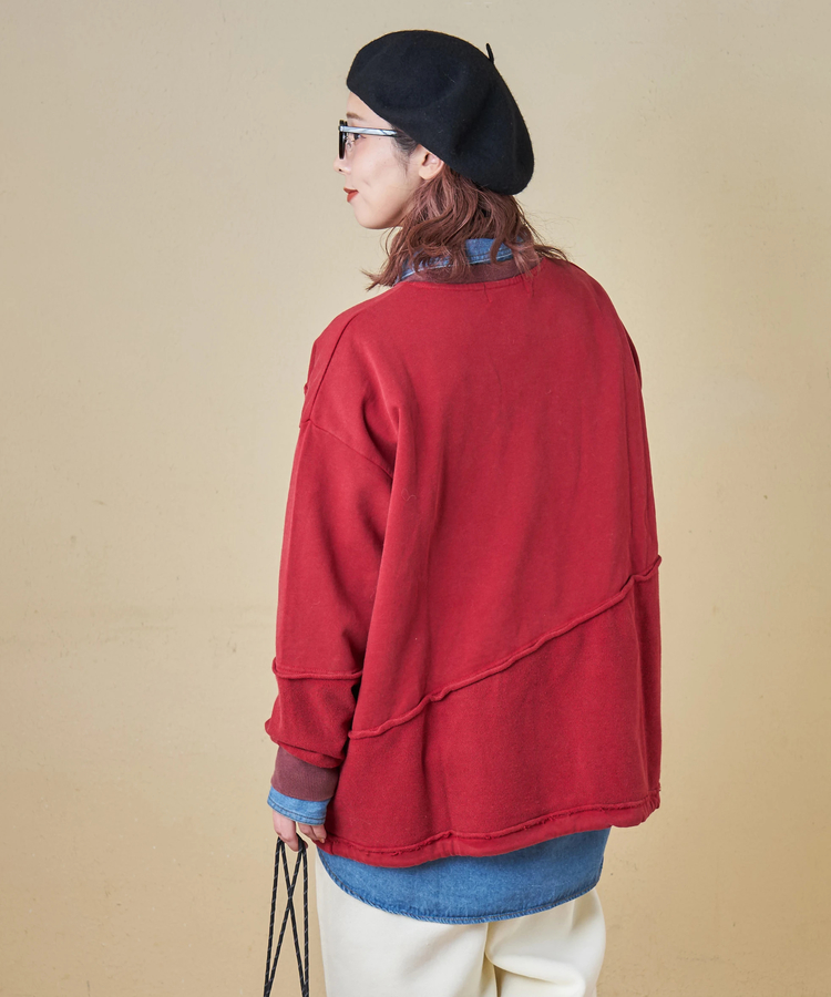 CUBE SUGAR(キューブシュガー) |【秋冬新作】パウダー加工 裏使い切替 ビッグ プルオーバー スウェット