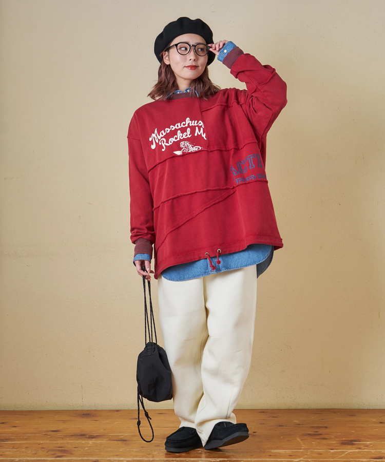 CUBE SUGAR(キューブシュガー) |【秋冬新作】パウダー加工 裏使い切替 ビッグ プルオーバー スウェット