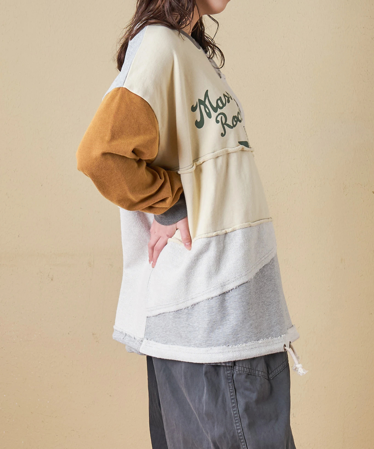 CUBE SUGAR(キューブシュガー) |【秋冬新作】パウダー加工 裏使い切替 ビッグ プルオーバー スウェット