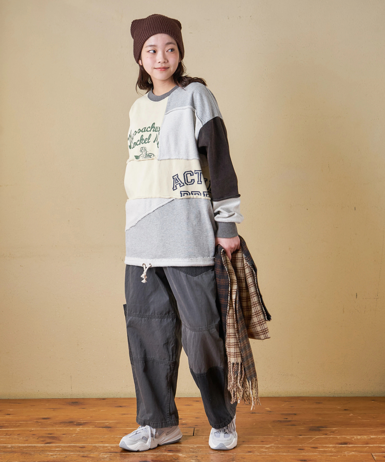 CUBE SUGAR(キューブシュガー) |【秋冬新作】パウダー加工 裏使い切替 ビッグ プルオーバー スウェット