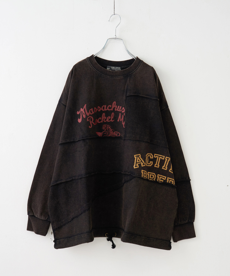 CUBE SUGAR(キューブシュガー) |【秋冬新作】パウダー加工 裏使い切替 ビッグ プルオーバー スウェット