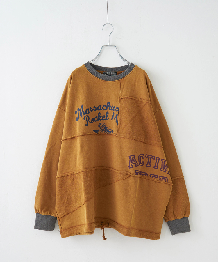 CUBE SUGAR(キューブシュガー) |【秋冬新作】パウダー加工 裏使い切替 ビッグ プルオーバー スウェット