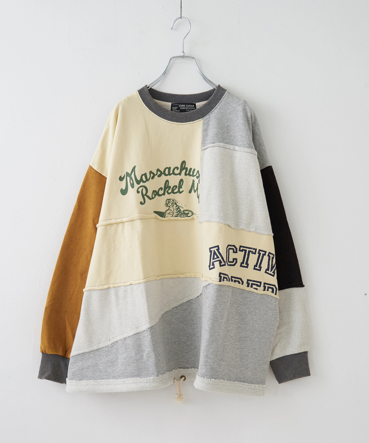 CUBE SUGAR(キューブシュガー) |【秋冬新作】パウダー加工 裏使い切替 ビッグ プルオーバー スウェット