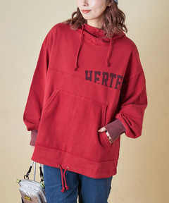 【秋冬新作】パウダー加工 裏使い切替 モックネック パーカー