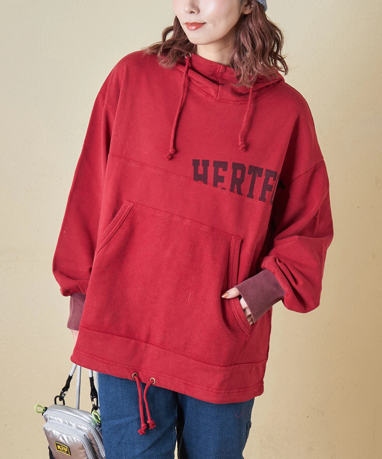 CUBE SUGAR(キューブシュガー) |【秋冬新作】パウダー加工 裏使い切替 モックネック パーカー