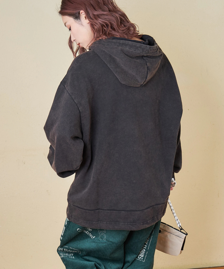 CUBE SUGAR(キューブシュガー) |【秋冬新作】パウダー加工 裏使い切替 モックネック パーカー