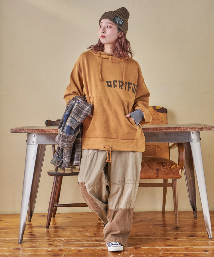 CUBE SUGAR(キューブシュガー) |【秋冬新作】パウダー加工 裏使い切替 モックネック パーカー