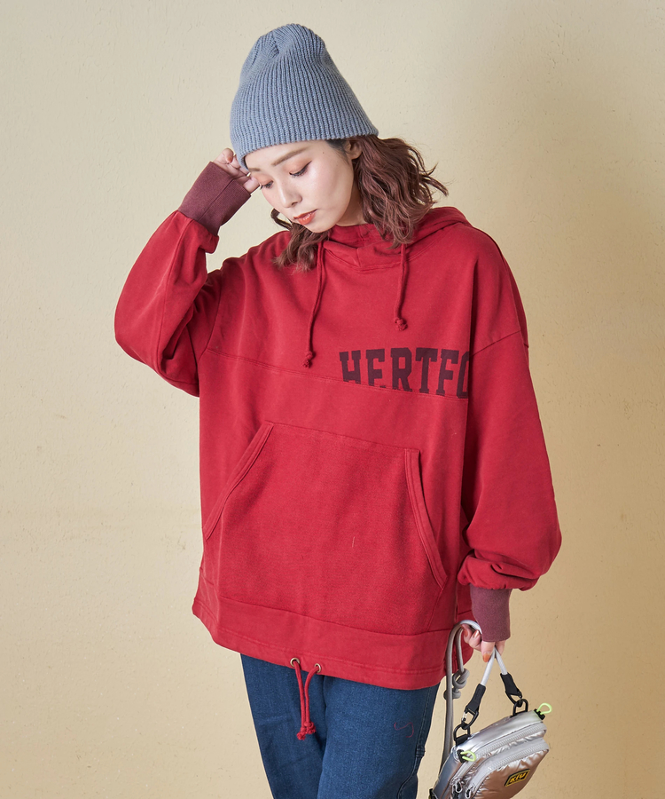 CUBE SUGAR(キューブシュガー) |【秋冬新作】パウダー加工 裏使い切替 モックネック パーカー