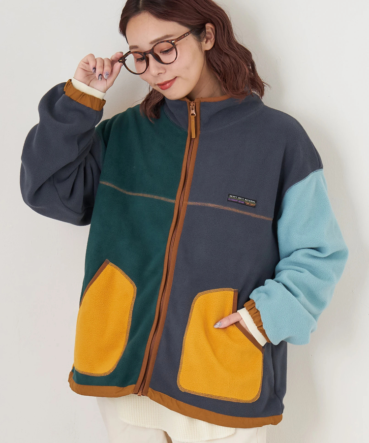 CUBE SUGAR(キューブシュガー) |【秋冬新作】フリース × ナイロン ジップアップ ブルゾン