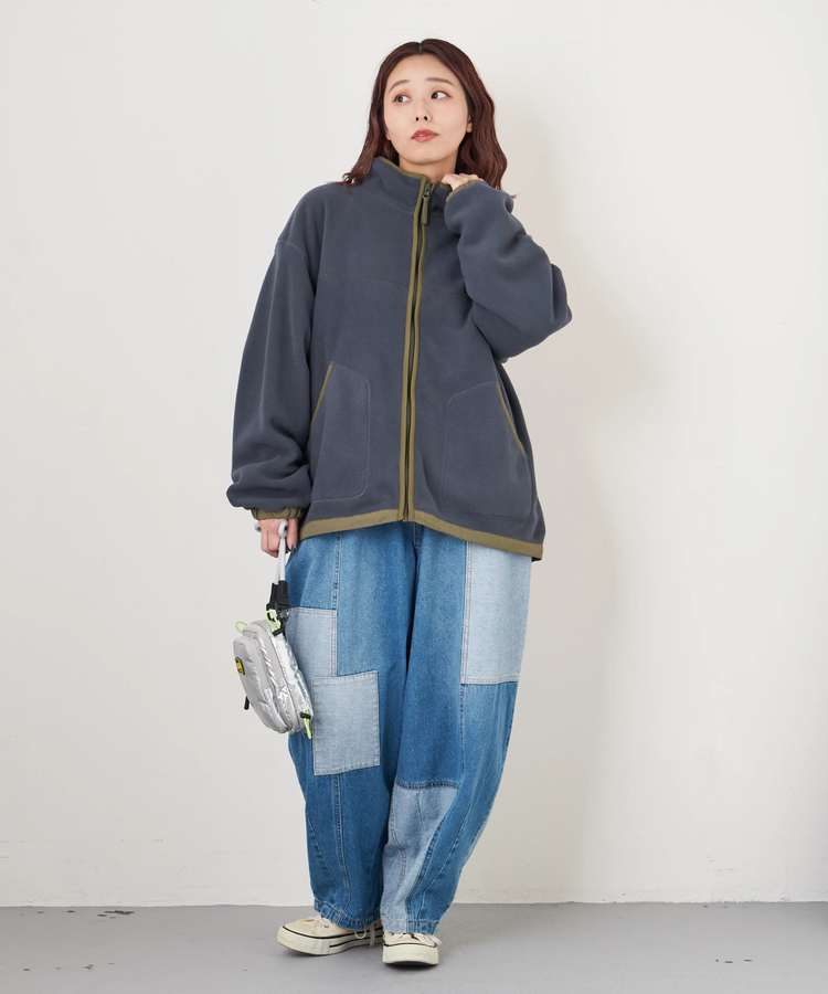 CUBE SUGAR(キューブシュガー) |【秋冬新作】フリース × ナイロン ジップアップ ブルゾン