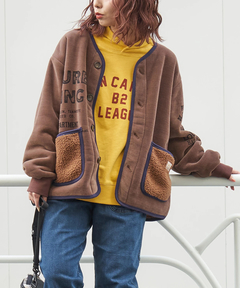 【秋冬新作】裏ボア ベロア ノーカラー ジャケット