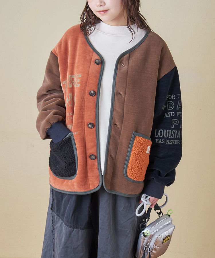 CUBE SUGAR(キューブシュガー) |【秋冬新作】裏ボア ベロア ノーカラー ジャケット