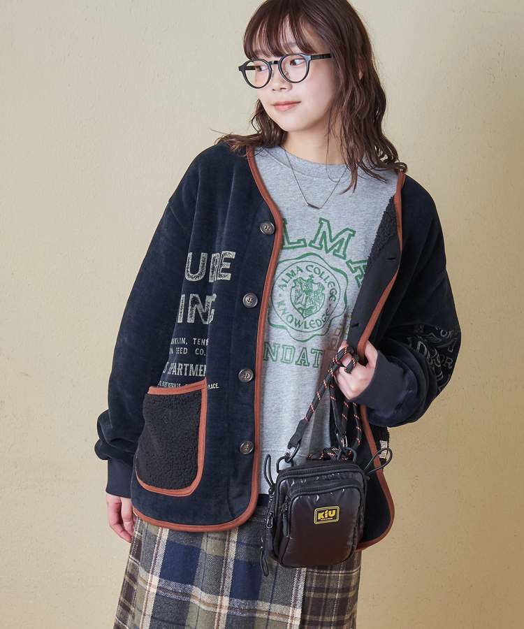 CUBE SUGAR(キューブシュガー) |【秋冬新作】裏ボア ベロア ノーカラー ジャケット