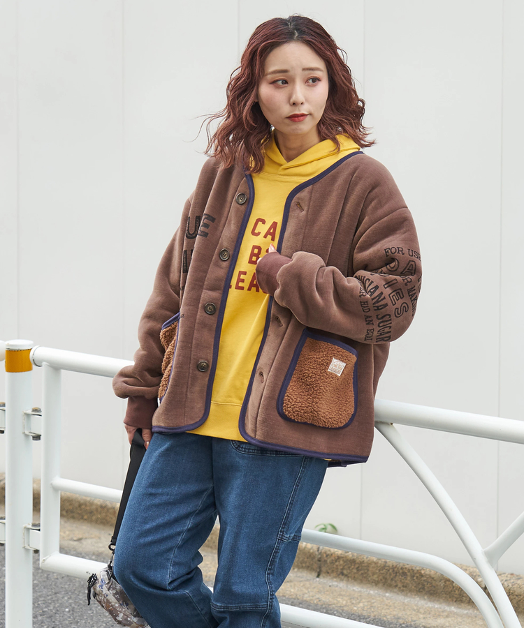 CUBE SUGAR(キューブシュガー) |【秋冬新作】裏ボア ベロア ノーカラー ジャケット