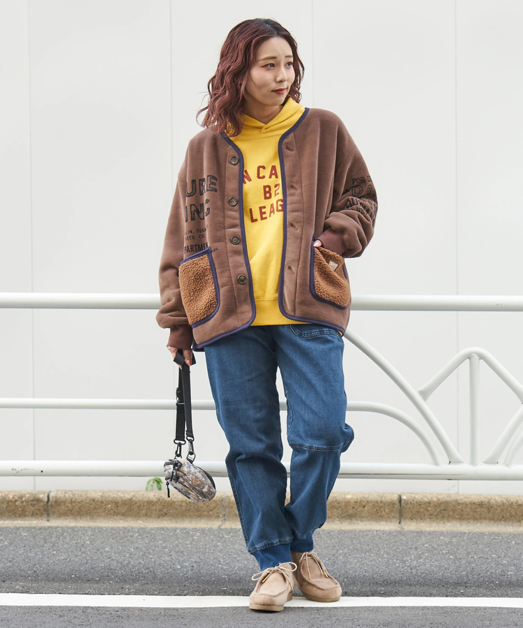 CUBE SUGAR(キューブシュガー) |【秋冬新作】裏ボア ベロア ノーカラー ジャケット