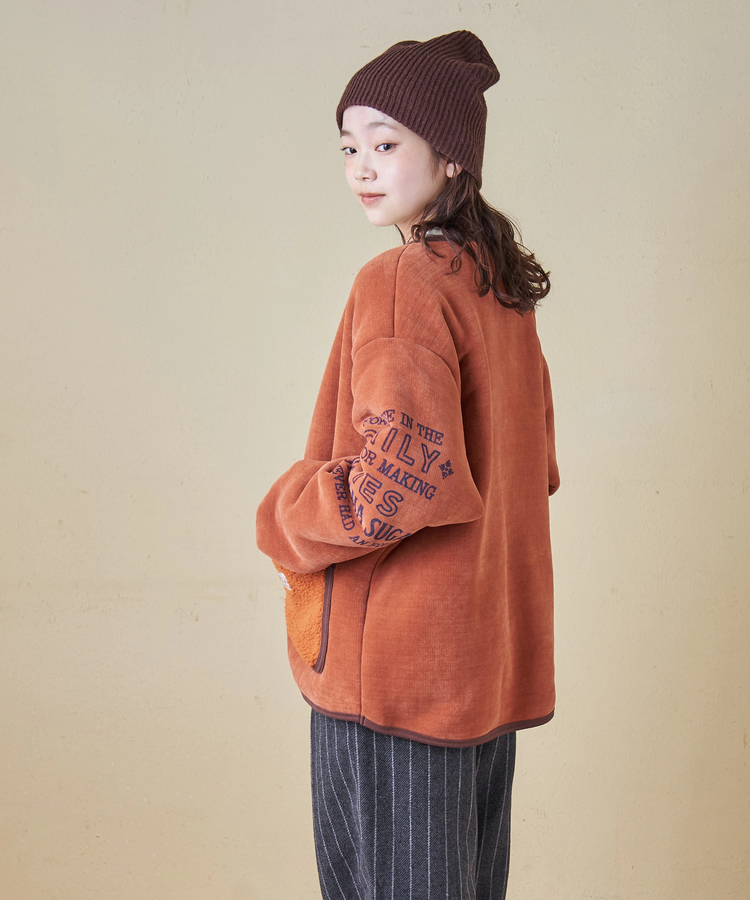 CUBE SUGAR(キューブシュガー) |【秋冬新作】裏ボア ベロア ノーカラー ジャケット