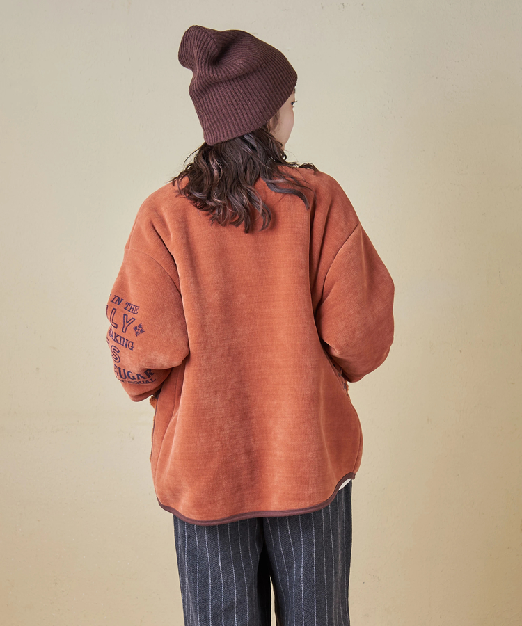 CUBE SUGAR(キューブシュガー) |【秋冬新作】裏ボア ベロア ノーカラー ジャケット