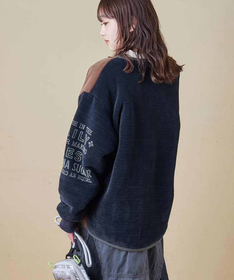 CUBE SUGAR(キューブシュガー) |【秋冬新作】裏ボア ベロア ノーカラー ジャケット