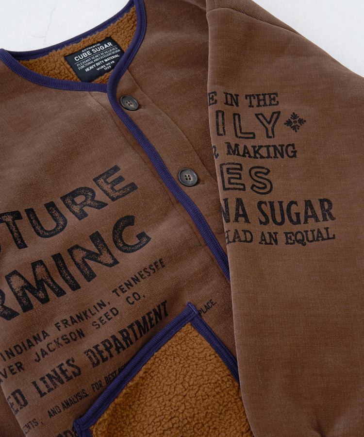 CUBE SUGAR(キューブシュガー) |【秋冬新作】裏ボア ベロア ノーカラー ジャケット