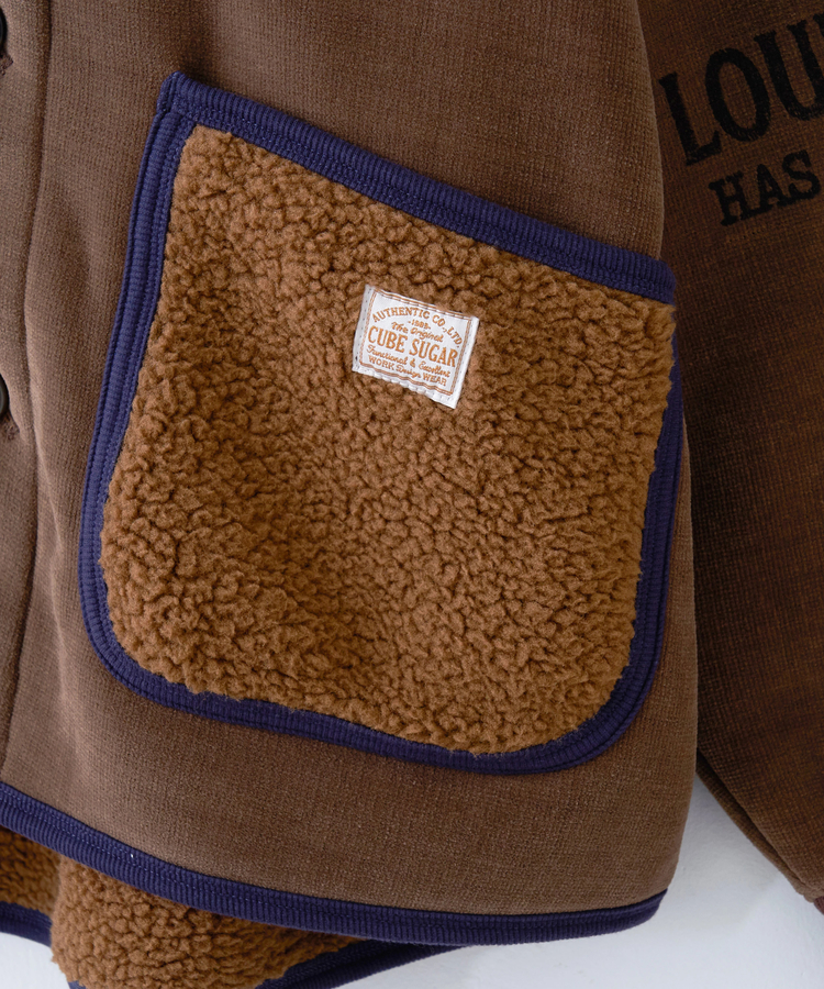 CUBE SUGAR(キューブシュガー) |【秋冬新作】裏ボア ベロア ノーカラー ジャケット