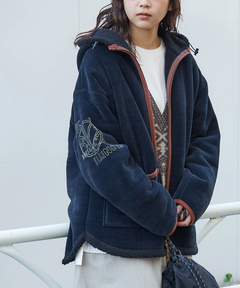 【秋冬新作】裏ボア ベロア スピンドル ジップパーカー