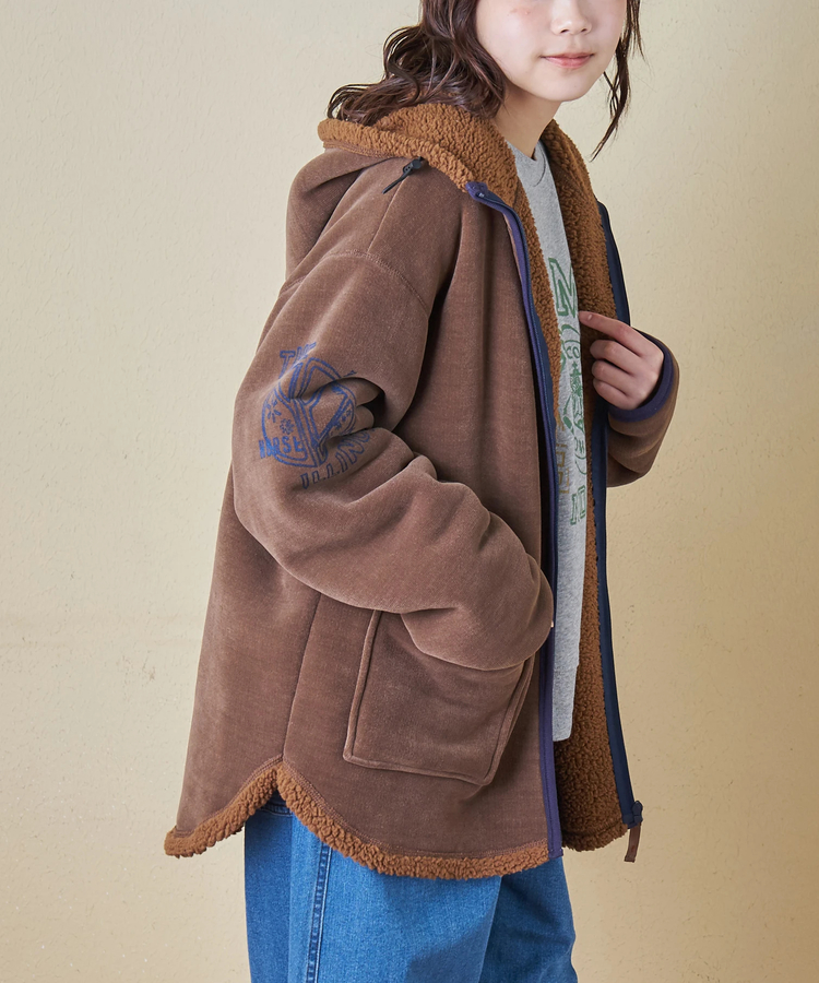 CUBE SUGAR(キューブシュガー) |【秋冬新作】裏ボア ベロア スピンドル ジップパーカー