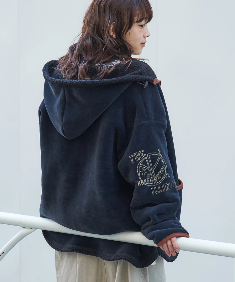 CUBE SUGAR(キューブシュガー) |【秋冬新作】裏ボア ベロア スピンドル ジップパーカー