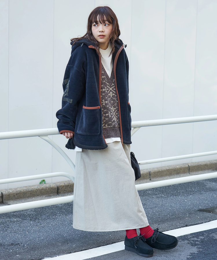 CUBE SUGAR(キューブシュガー) |【秋冬新作】裏ボア ベロア スピンドル ジップパーカー