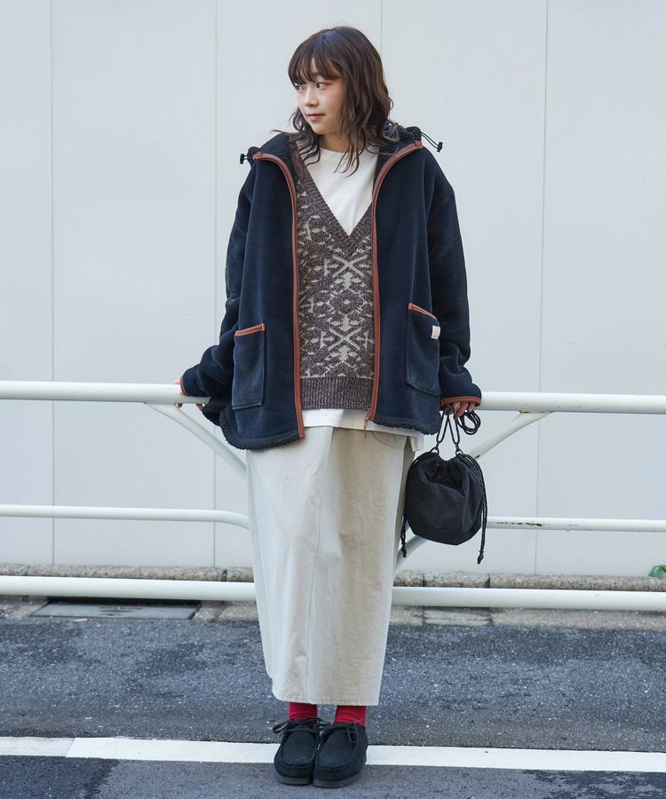 CUBE SUGAR(キューブシュガー) |【秋冬新作】裏ボア ベロア スピンドル ジップパーカー