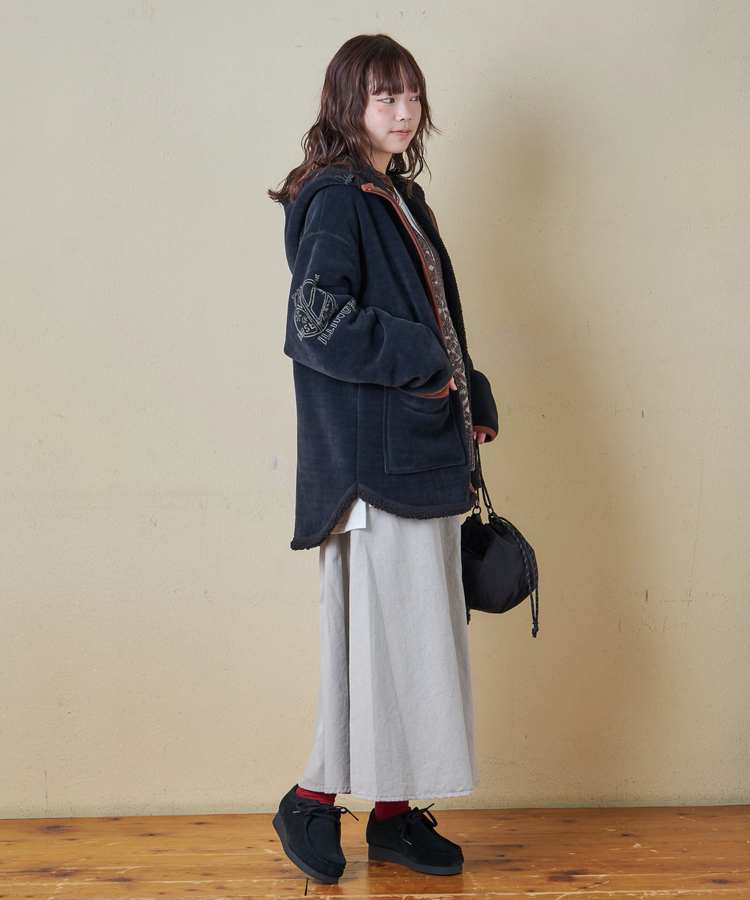 CUBE SUGAR(キューブシュガー) |【秋冬新作】裏ボア ベロア スピンドル ジップパーカー