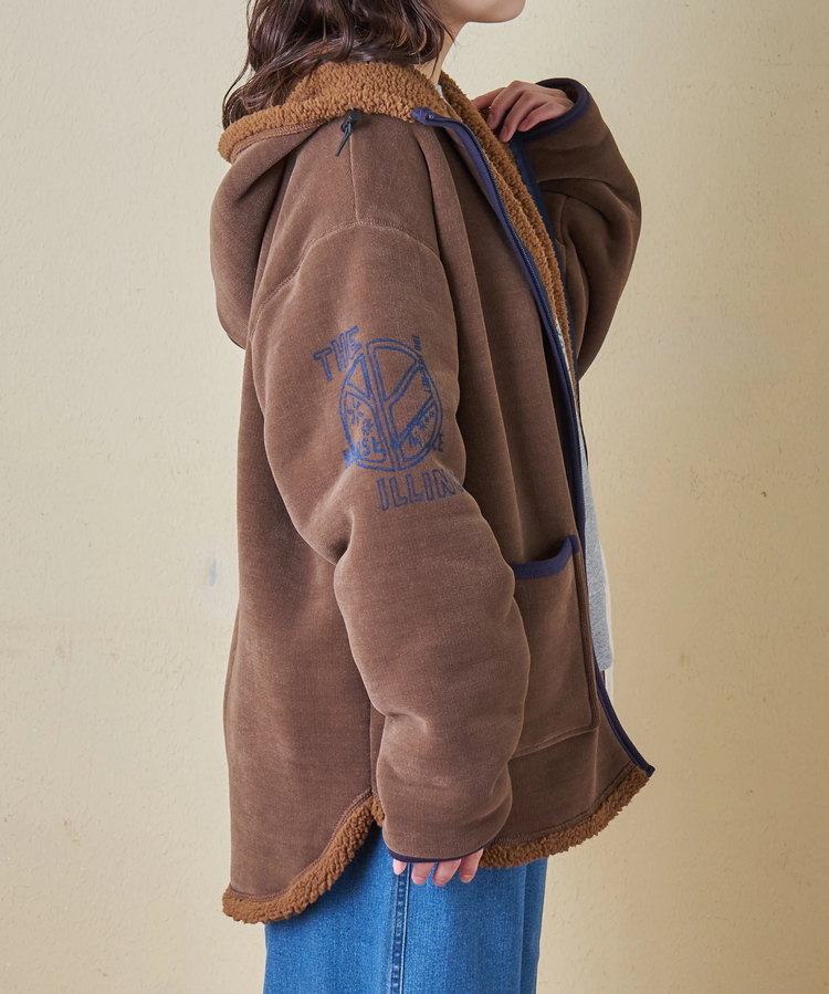 CUBE SUGAR(キューブシュガー) |【秋冬新作】裏ボア ベロア スピンドル ジップパーカー