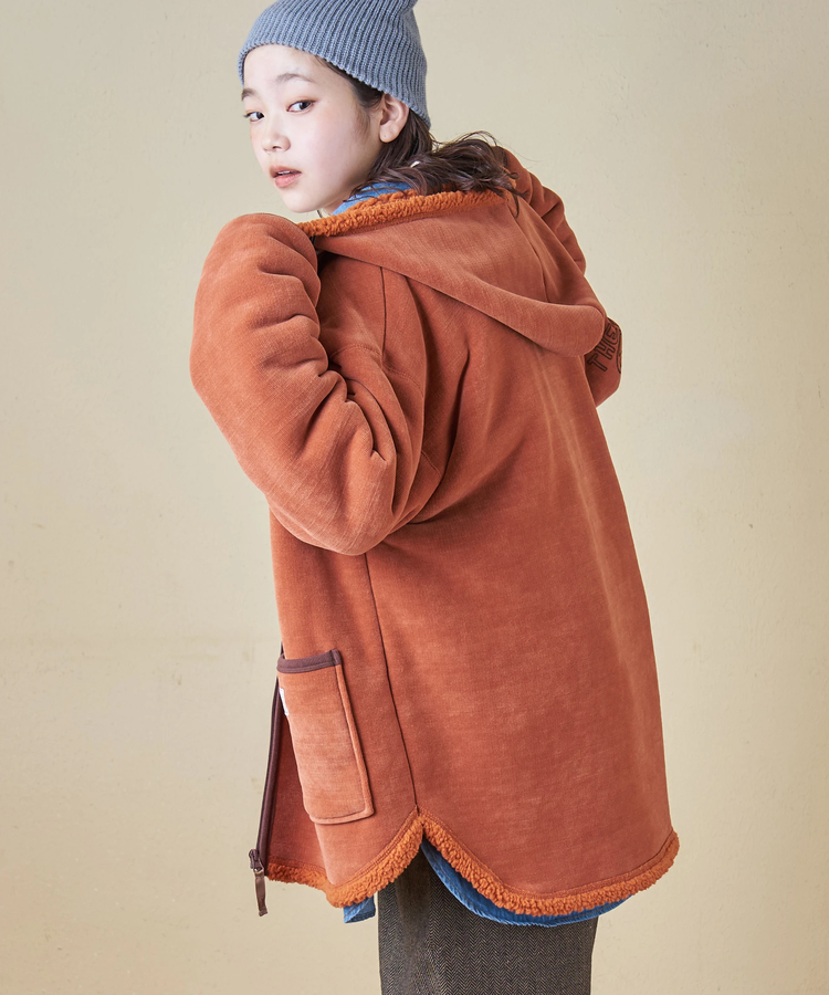 CUBE SUGAR(キューブシュガー) |【秋冬新作】裏ボア ベロア スピンドル ジップパーカー