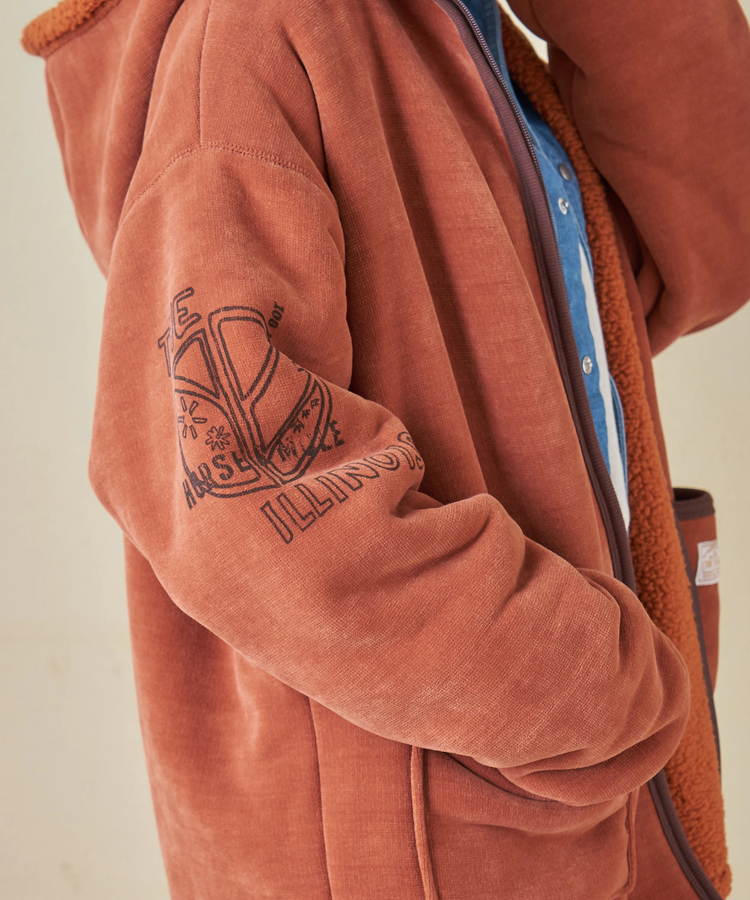 CUBE SUGAR(キューブシュガー) |【秋冬新作】裏ボア ベロア スピンドル ジップパーカー