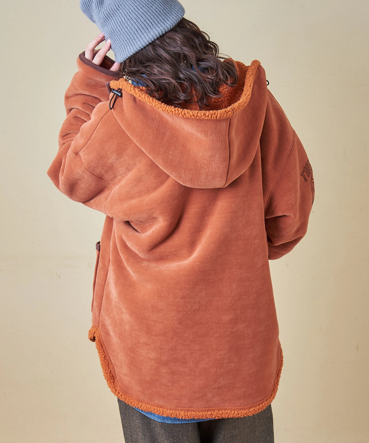 CUBE SUGAR(キューブシュガー) |【秋冬新作】裏ボア ベロア スピンドル ジップパーカー