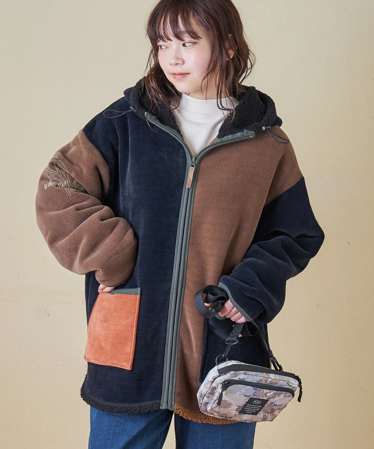 CUBE SUGAR(キューブシュガー) |【秋冬新作】裏ボア ベロア スピンドル ジップパーカー