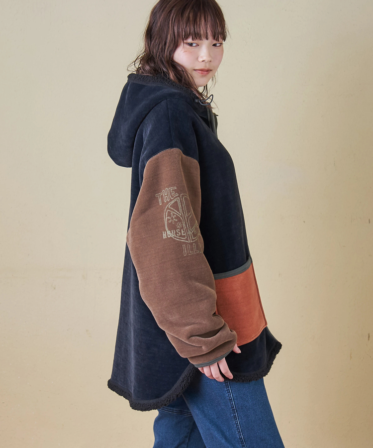 CUBE SUGAR(キューブシュガー) |【秋冬新作】裏ボア ベロア スピンドル ジップパーカー