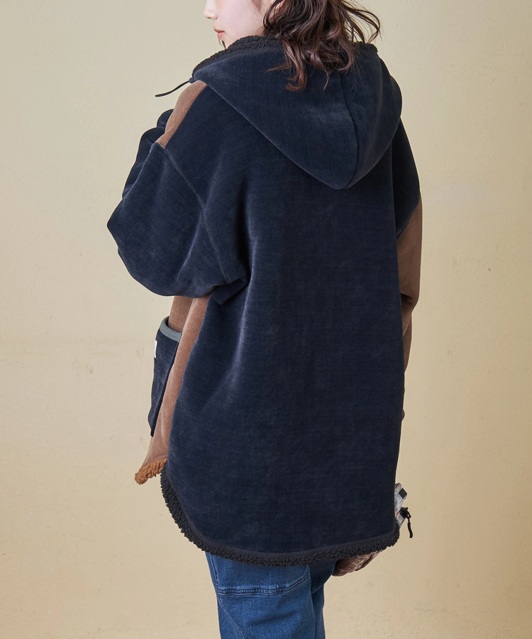 CUBE SUGAR(キューブシュガー) |【秋冬新作】裏ボア ベロア スピンドル ジップパーカー