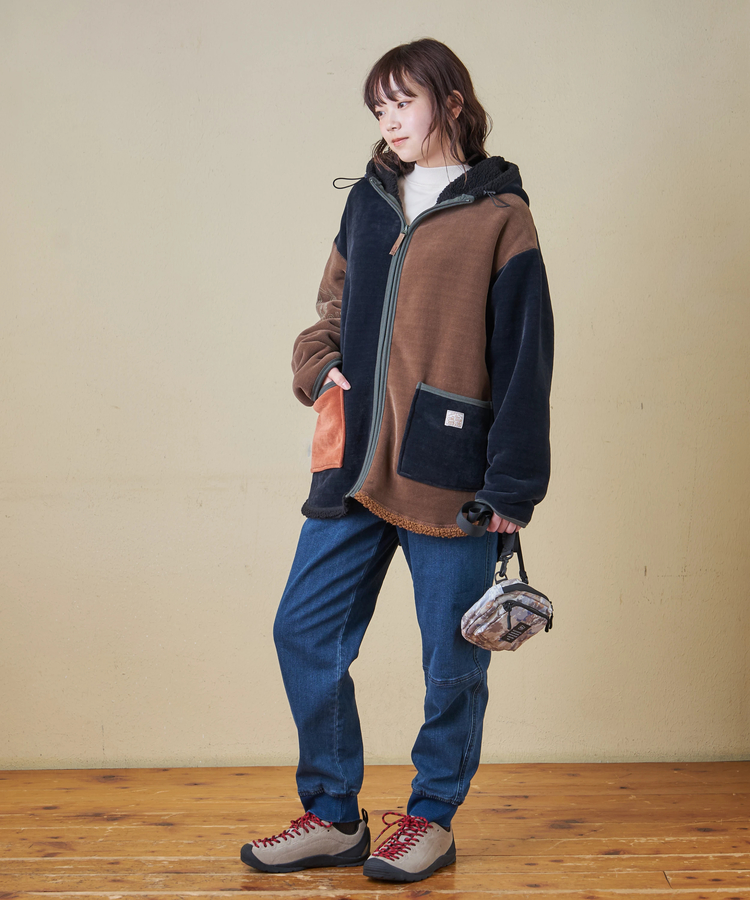 CUBE SUGAR(キューブシュガー) |【秋冬新作】裏ボア ベロア スピンドル ジップパーカー