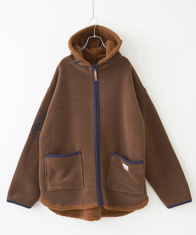 CUBE SUGAR(キューブシュガー) |【秋冬新作】裏ボア ベロア スピンドル ジップパーカー