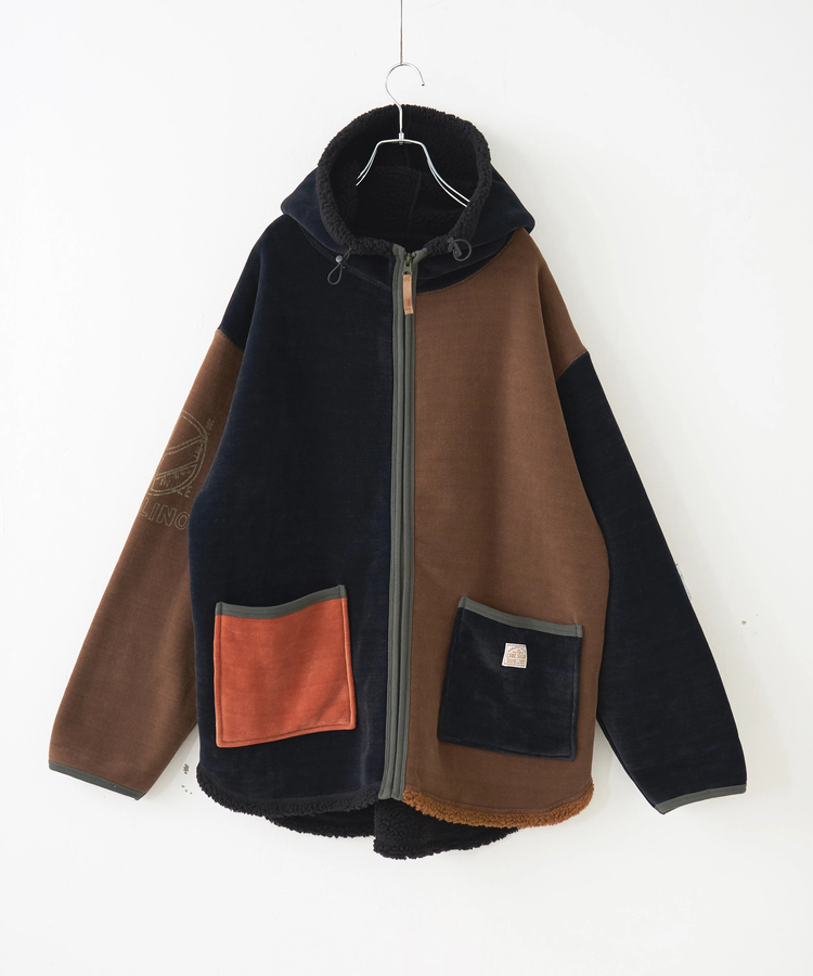 CUBE SUGAR(キューブシュガー) |【秋冬新作】裏ボア ベロア スピンドル ジップパーカー