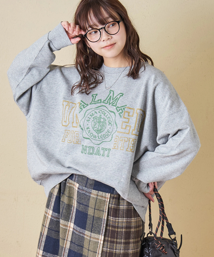 CUBE SUGAR(キューブシュガー) |【秋冬新作】30/10裏毛 リメイク風 ロゴプリント プルオーバー スウェット