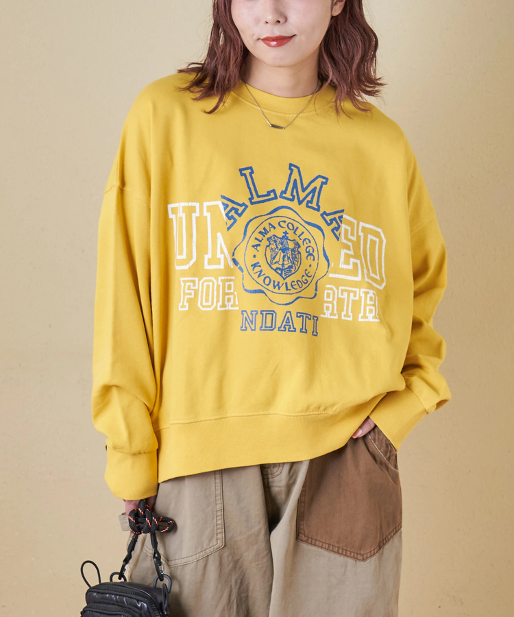 CUBE SUGAR(キューブシュガー) |【秋冬新作】30/10裏毛 リメイク風 ロゴプリント プルオーバー スウェット