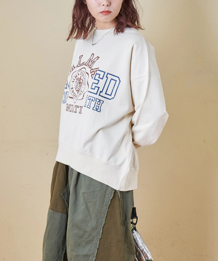 CUBE SUGAR(キューブシュガー) |【秋冬新作】30/10裏毛 リメイク風 ロゴプリント プルオーバー スウェット