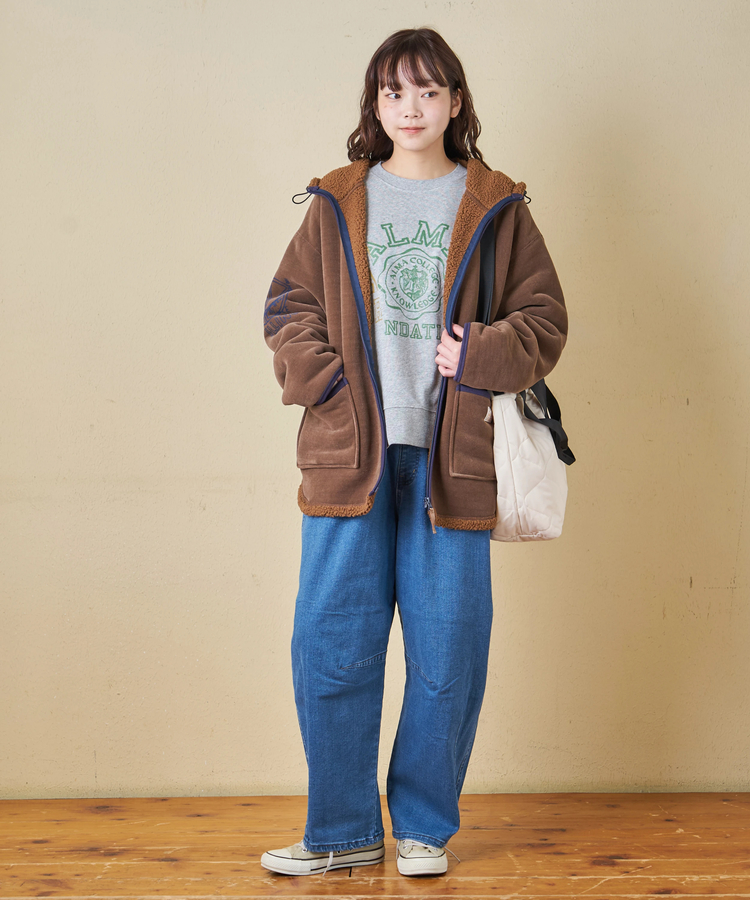 CUBE SUGAR(キューブシュガー) |【秋冬新作】30/10裏毛 リメイク風 ロゴプリント プルオーバー スウェット