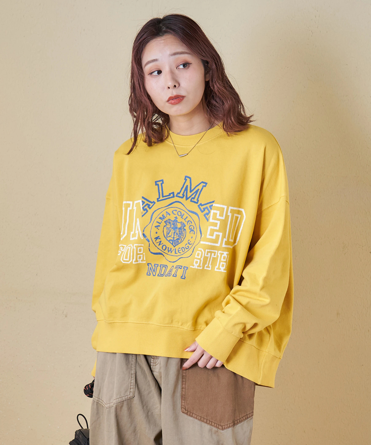 CUBE SUGAR(キューブシュガー) |【秋冬新作】30/10裏毛 リメイク風 ロゴプリント プルオーバー スウェット